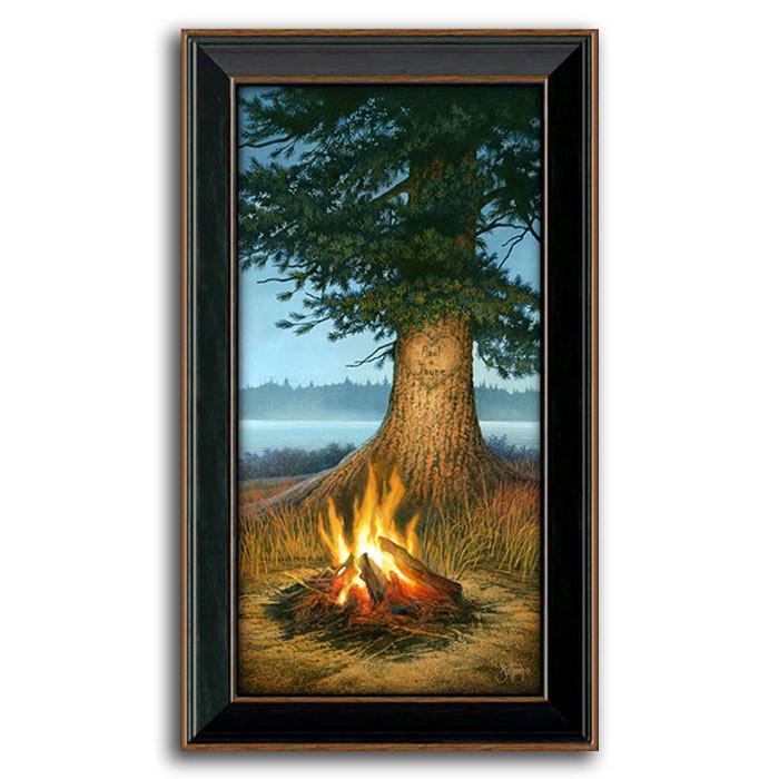 Evening Glow Nature Cabin Decor - Framed Canvas