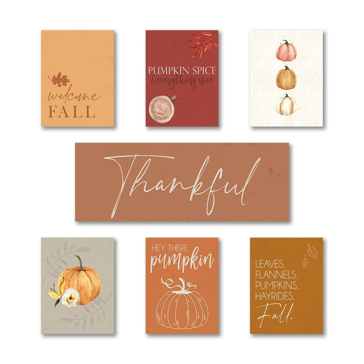 Fall Decor Wall Art Set from Personal Prints. Set of 7 ready to hang prints.