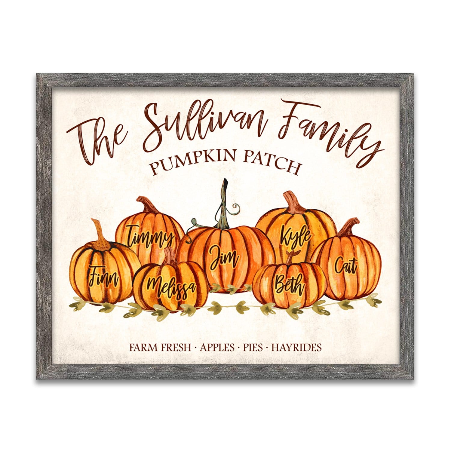 Personalized Art Family Pumpkins from Personal Prints - Framed Canvas