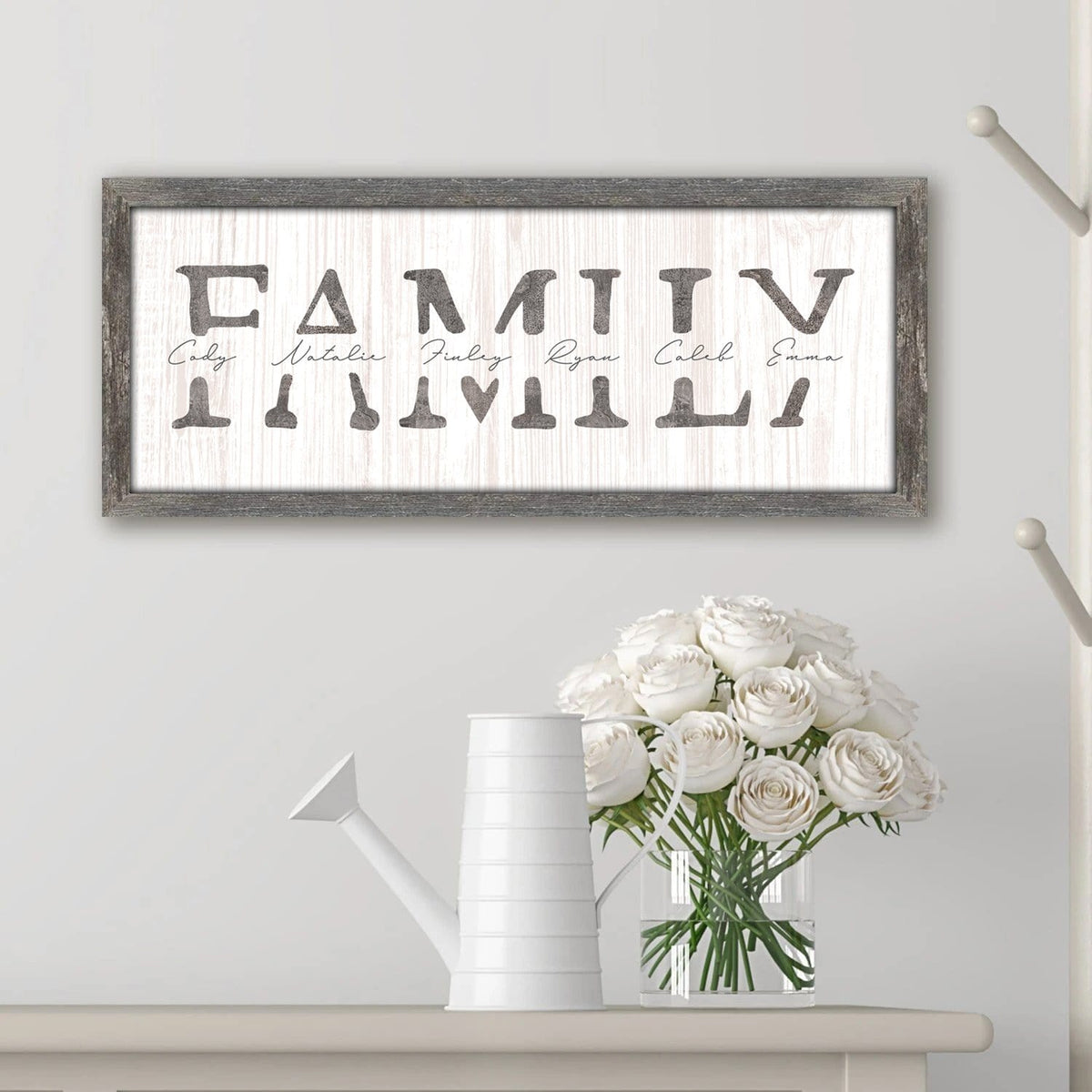 Framed canvas family name art farmhouse decor display