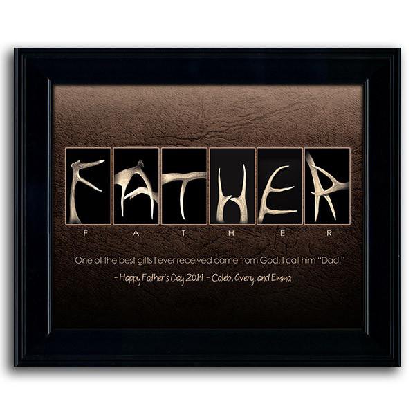 Creative Father&#39;s Day gift using hunting antler letters to spell the word FATHER - Personal-Prints