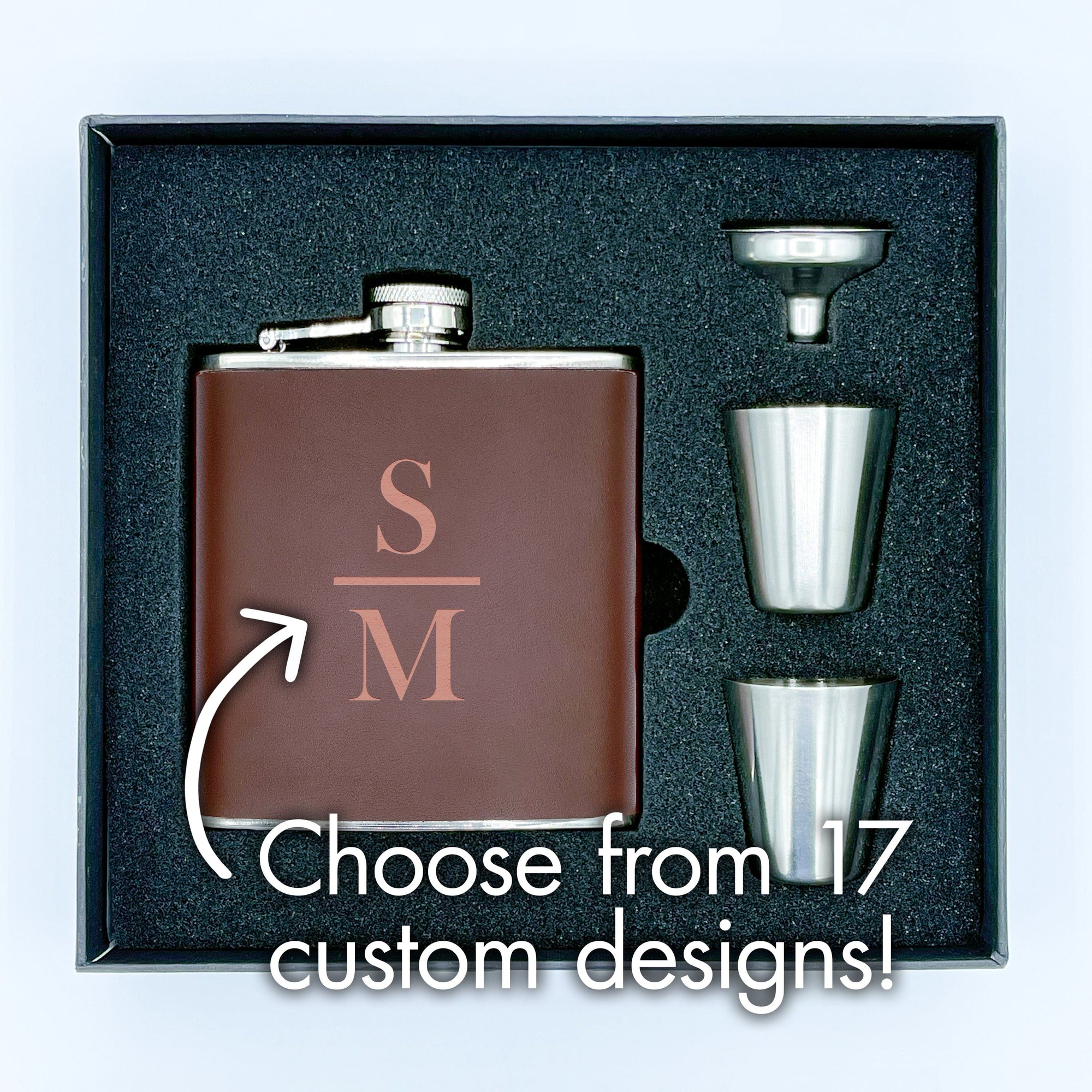 Leather flask personalized gift set from Personal prints