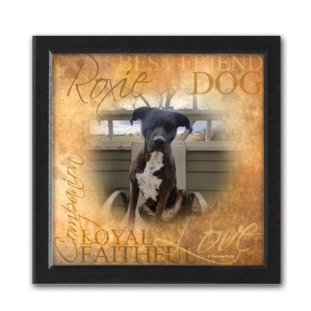Personalized dog art gift using your photo and the name of the pet- Framed Canvas