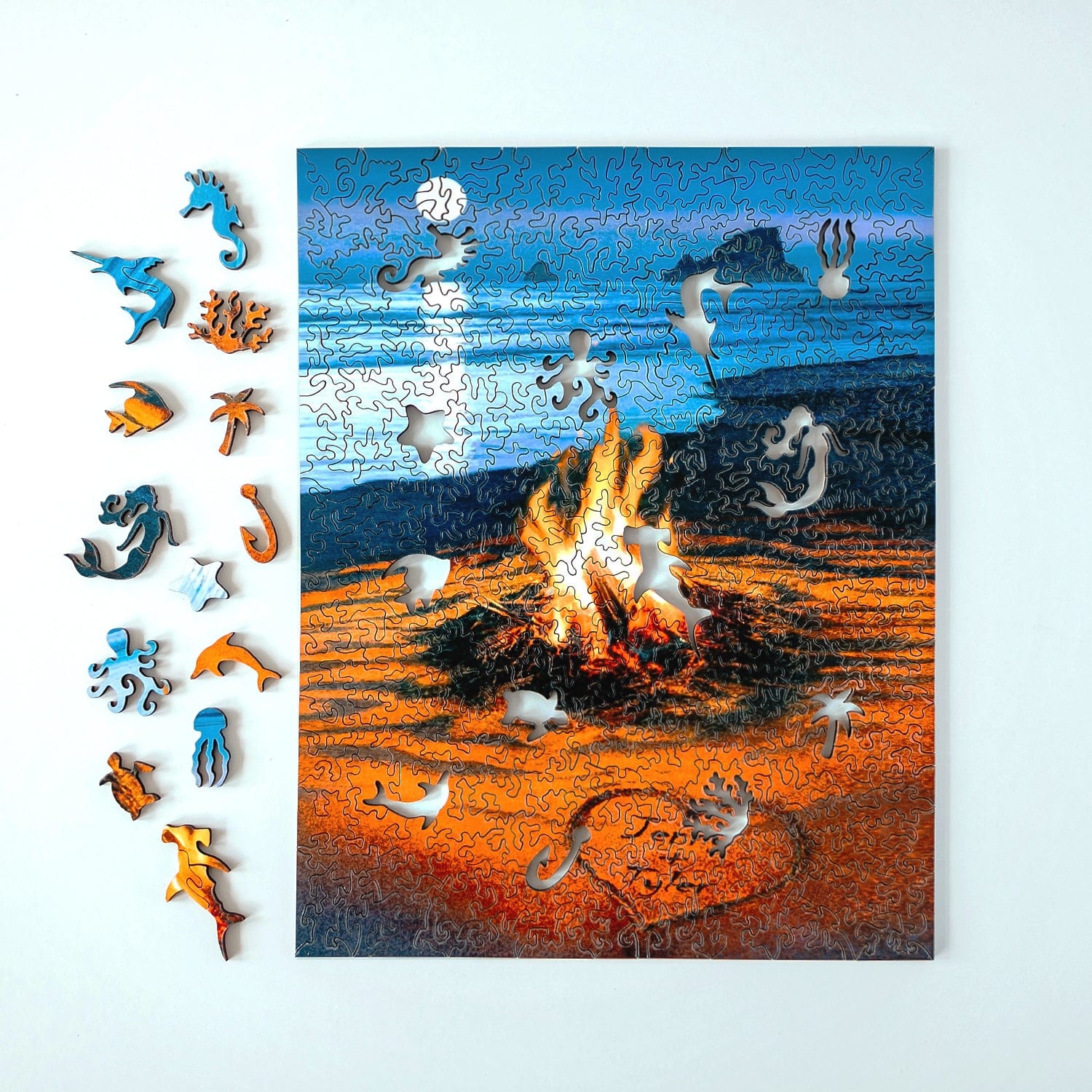 Beach Scene Personalized Wooden Jigsaw Puzzle with Whimsical Pieces