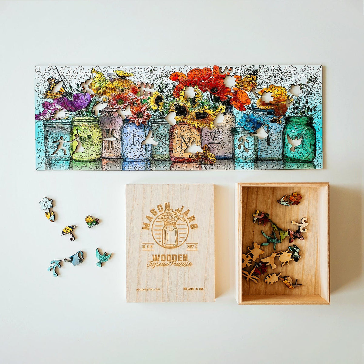 Personalized Floral Wooden Jigsaw Puzzle from Personal Prints