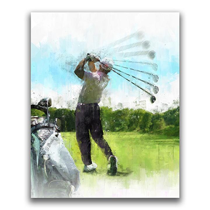 Man Golf Watercolor Canvas