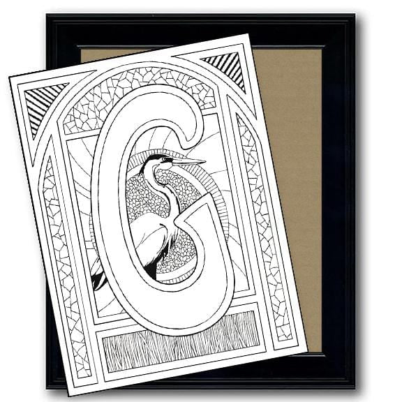 Monogram Coloring Page and Frame Kit - G