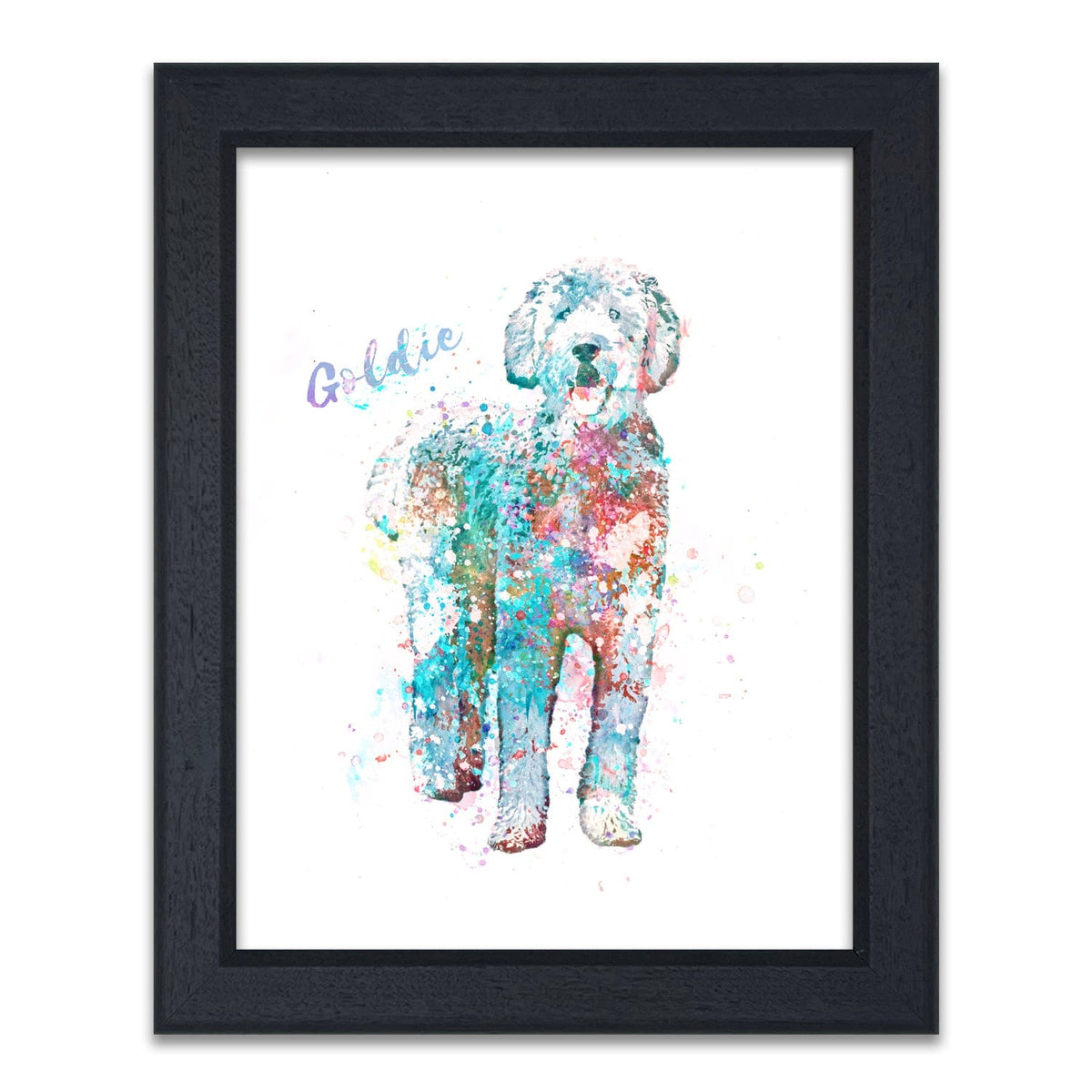Framed Goldendoodle art customized with dogs name from Personal-Prints