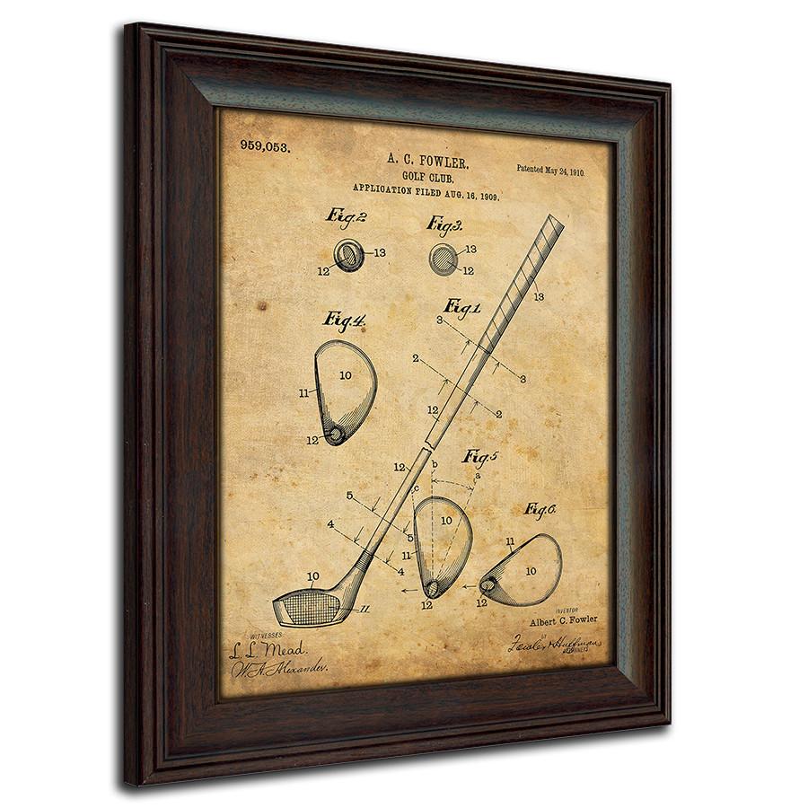Patent art of the original drawing of a golf club - Personal-Prints