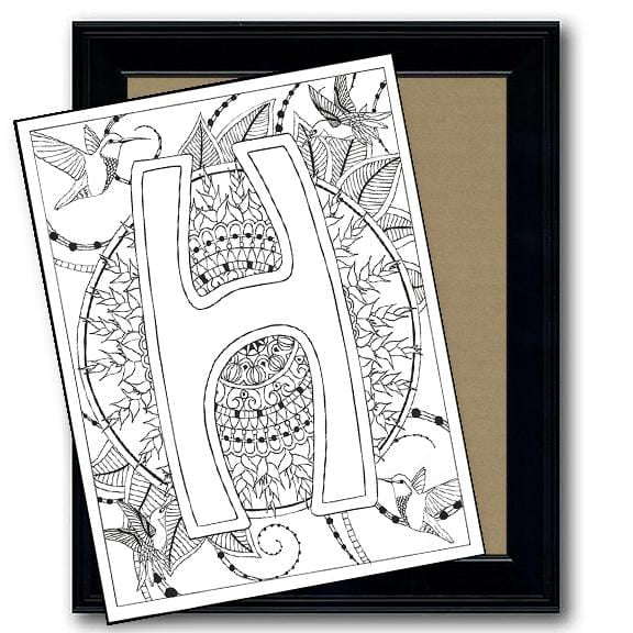 Monogram Coloring Page and Frame Kit - H