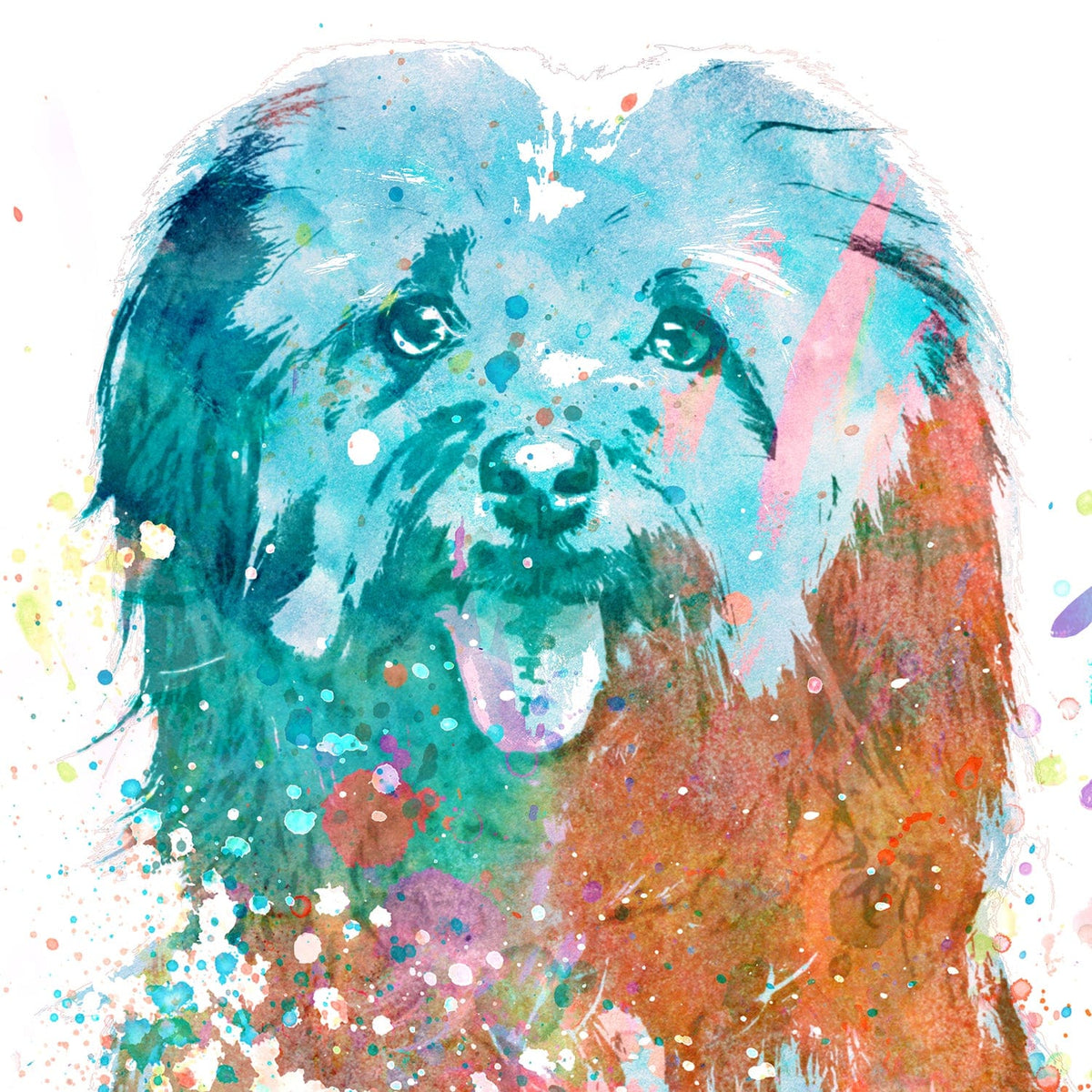 Havanese dog pet portrait detail of watercolor art