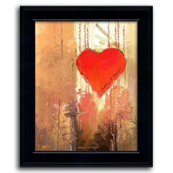 Framed art painting of a bright red heart and a subtle quote - Personal-Prints