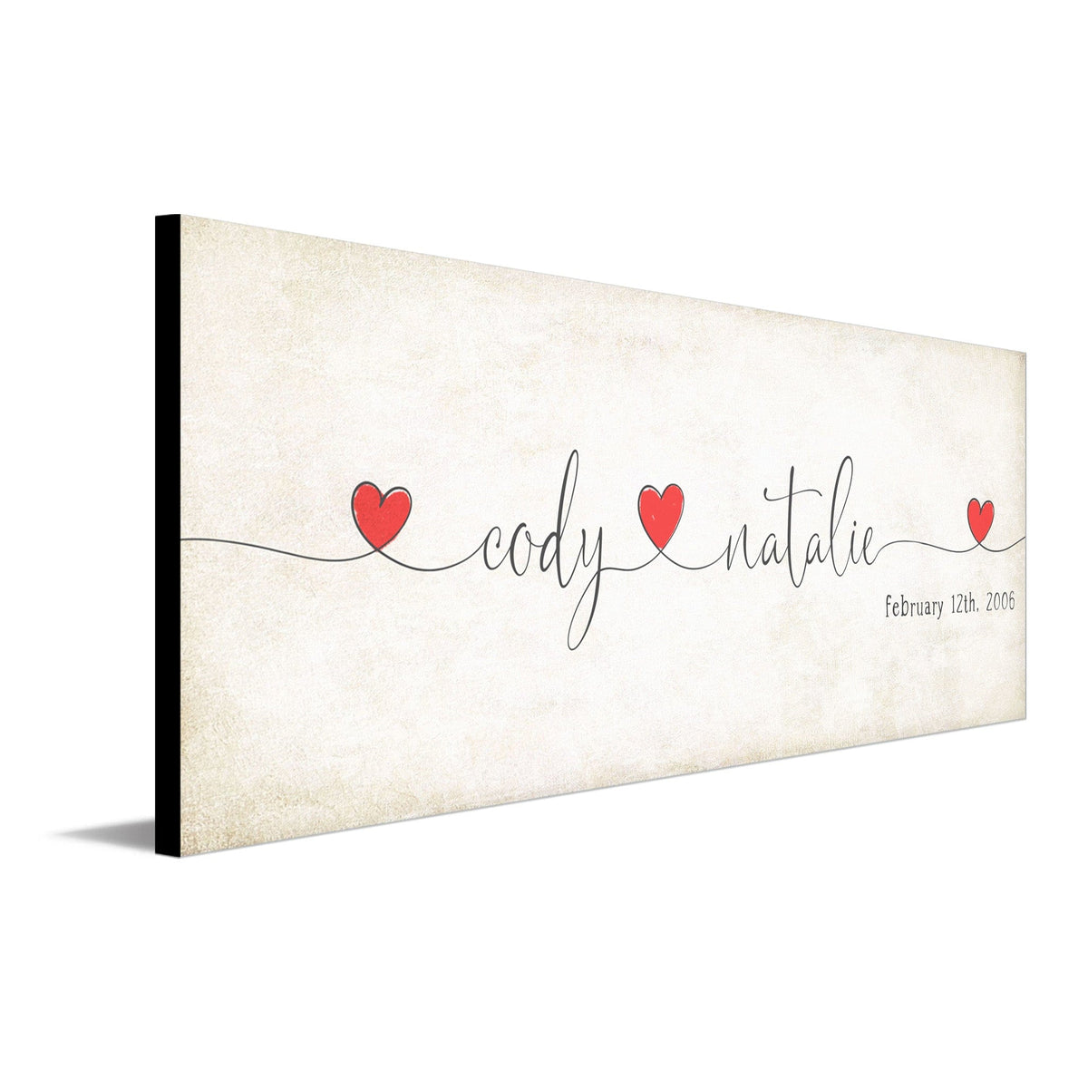 Romantic personalized gift with names and date in the art