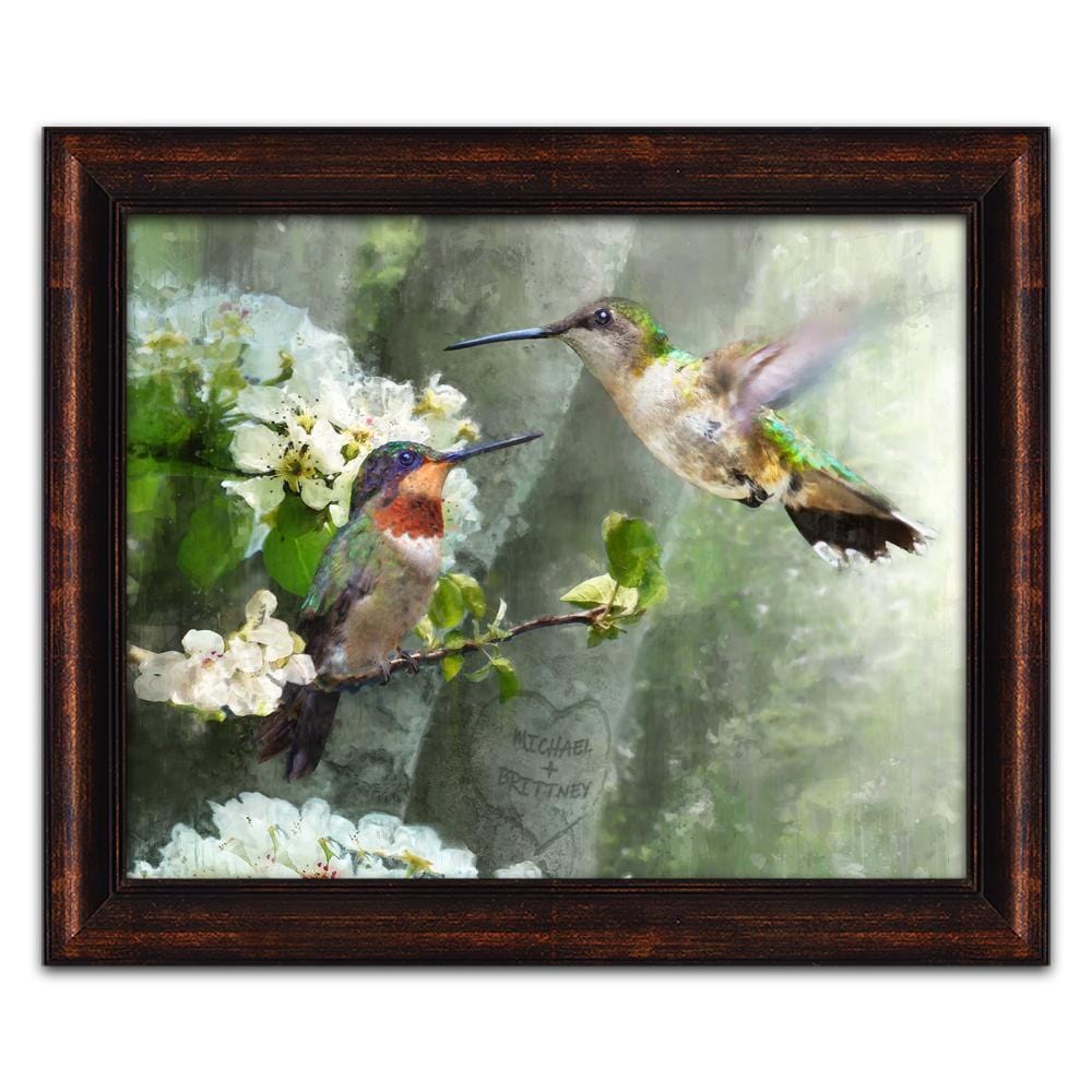 Romantic Personalized Gift - Hummingbirds framed canvas art