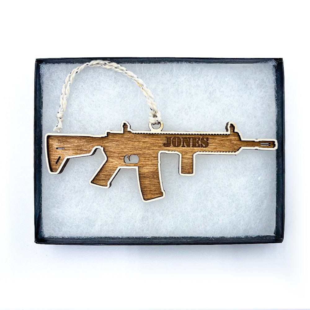 AR15 Christmas ornament personalized with name