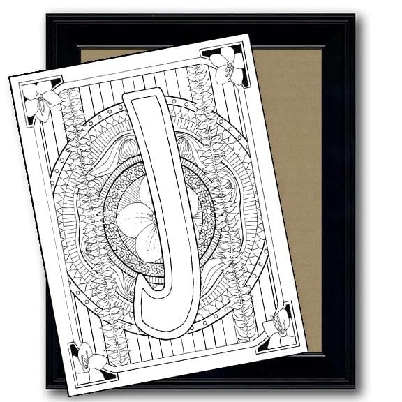 Monogram Coloring Page and Frame Kit - J