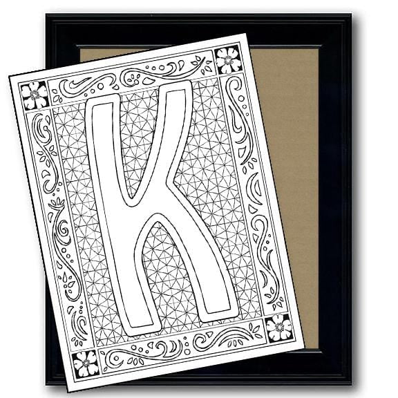Monogram Coloring Page and Frame Kit - K