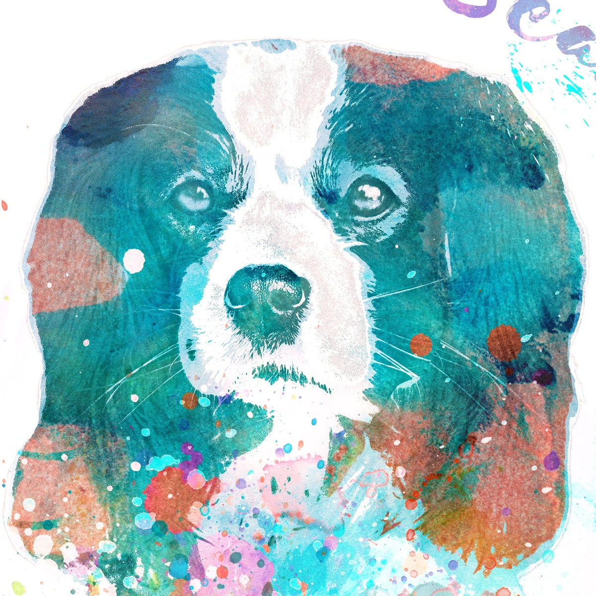 King Charles Spaniel Watercolor Pet Portrait Detail From Personal Prints