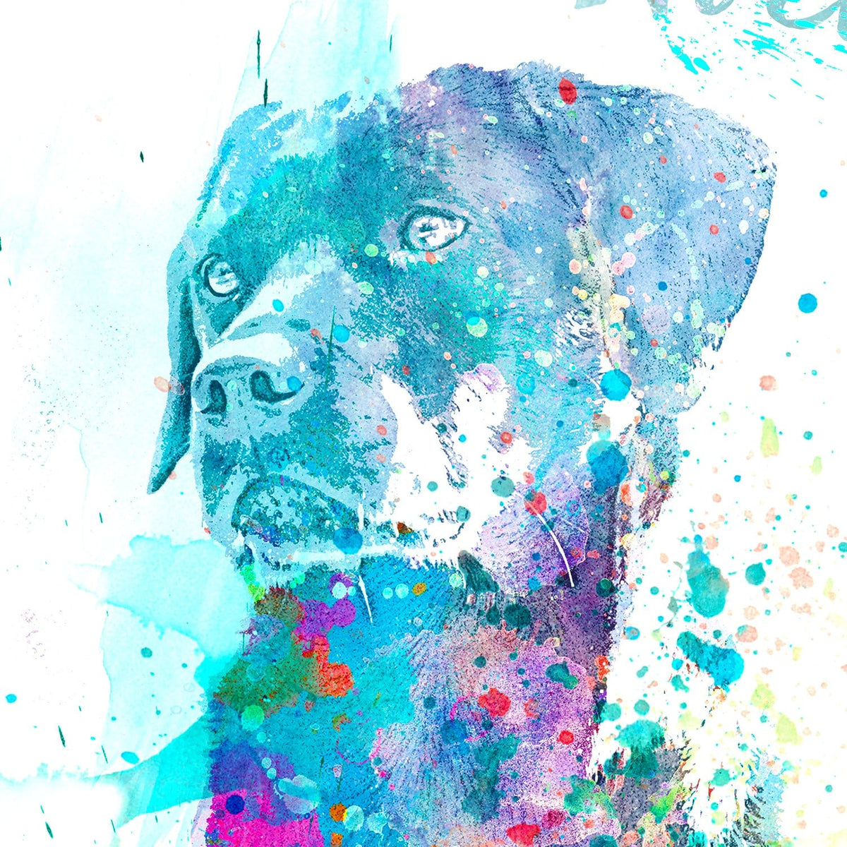 Pet Lab Dog watercolor pet portrait personalized gift - detail of image