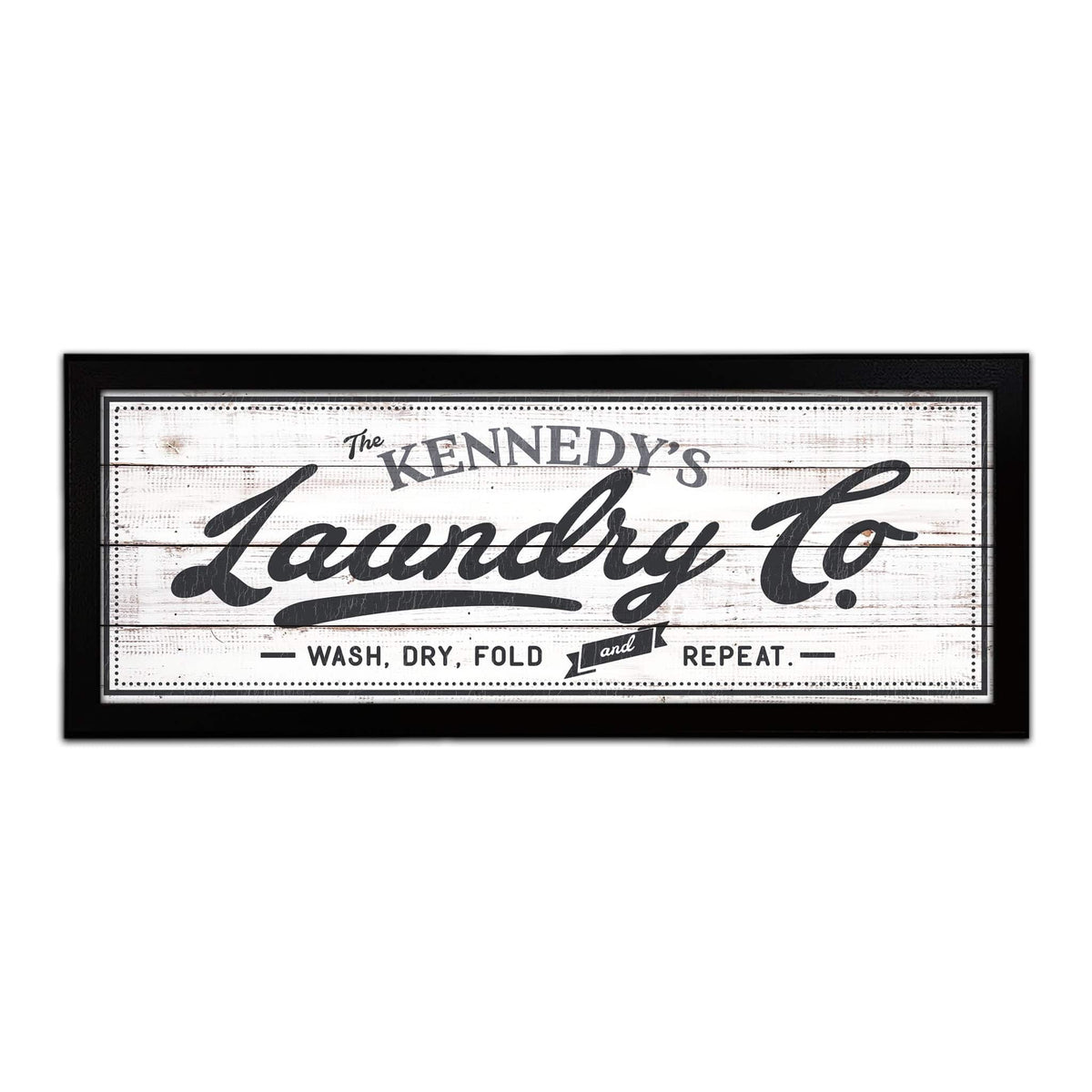 Vintage Chic Laundry Company Sign Personalized With Last Name- Framed Canvas