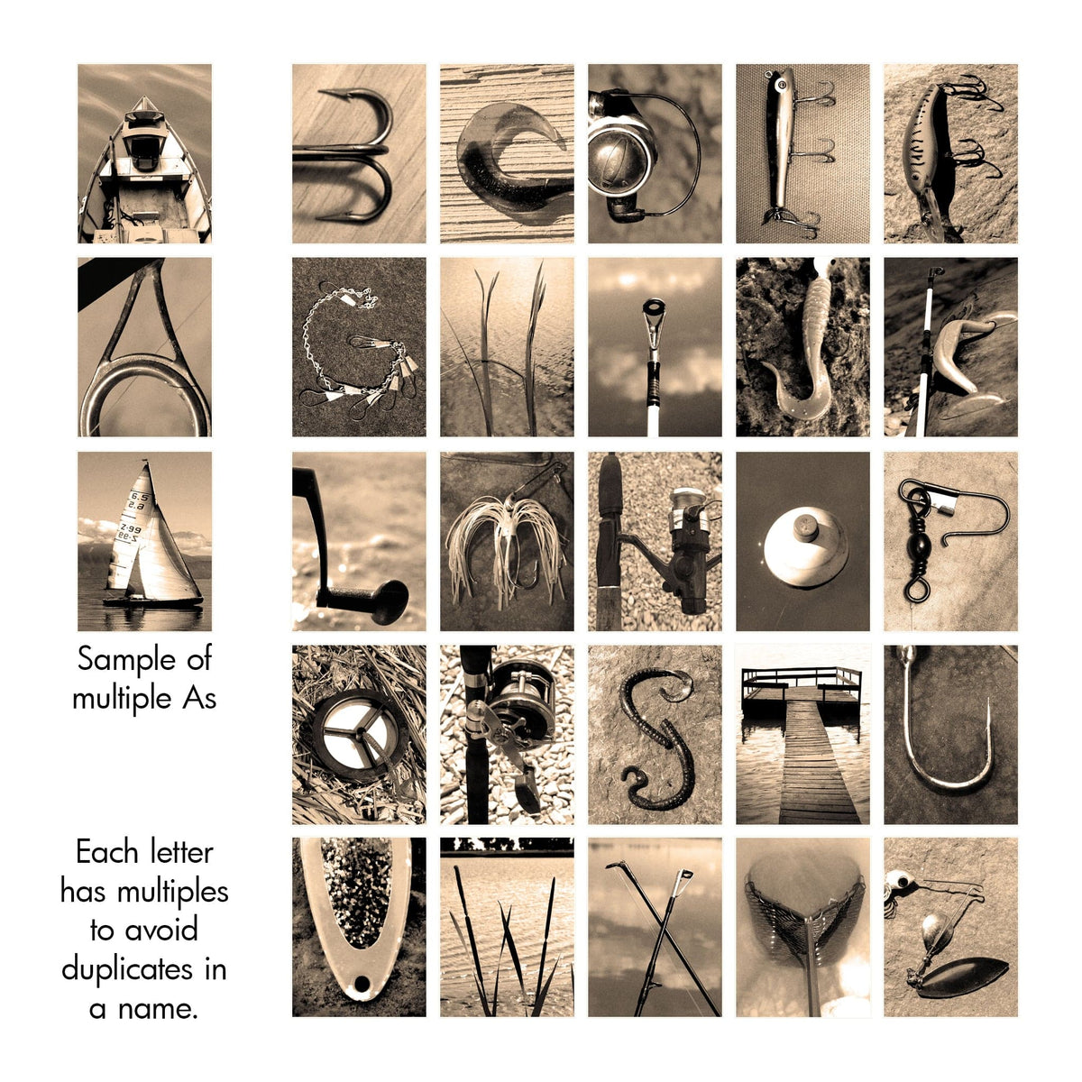 Fishing photography alphabet