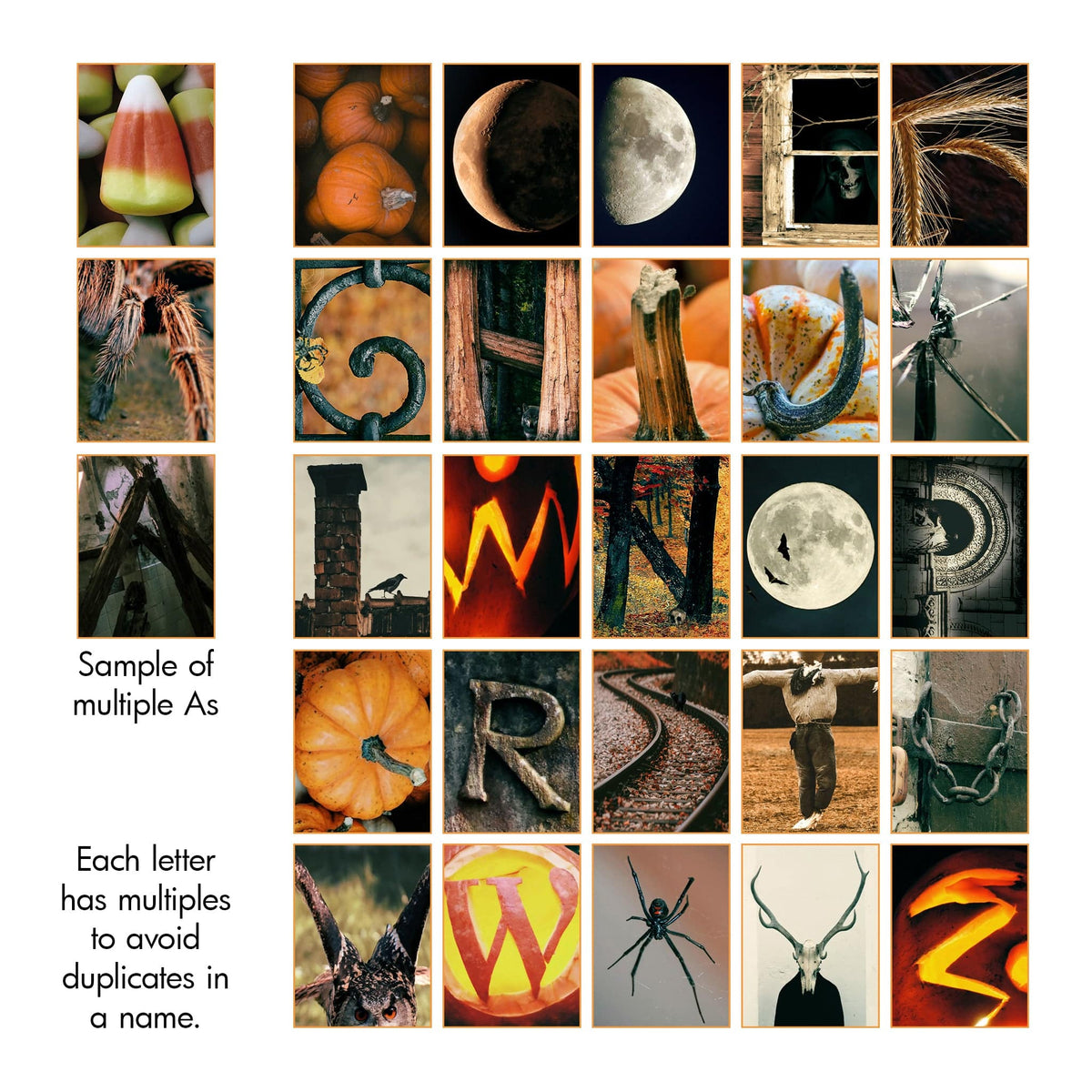 Halloween photography alphabet for personalization from Personal Prints