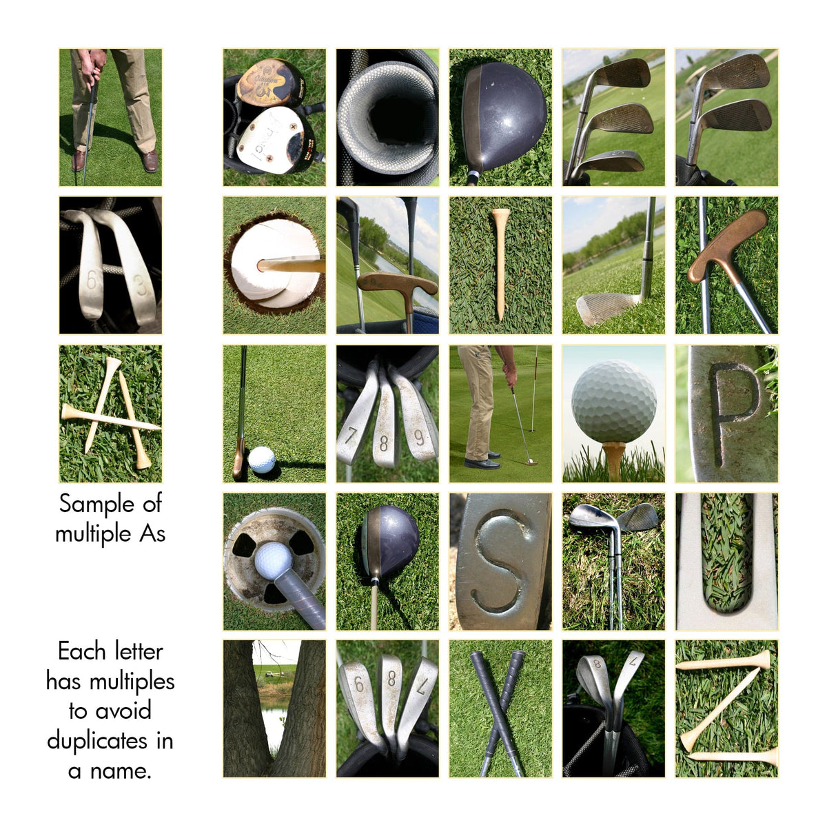 Golf photography alphabet from Personal Prints