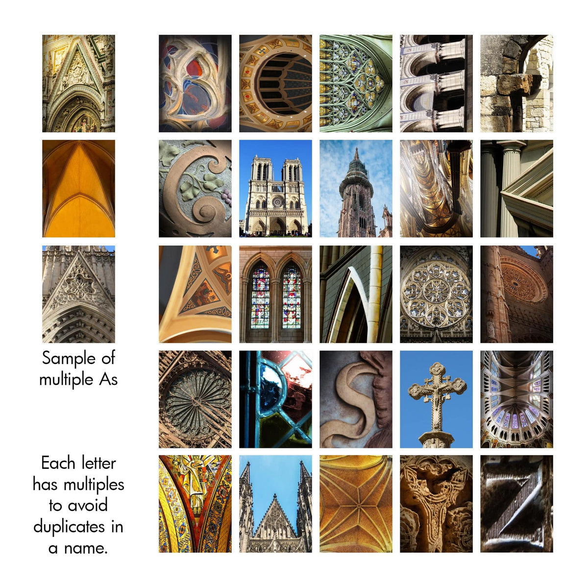 Cathedral Architecture Alphabet Photography from Personal Prints