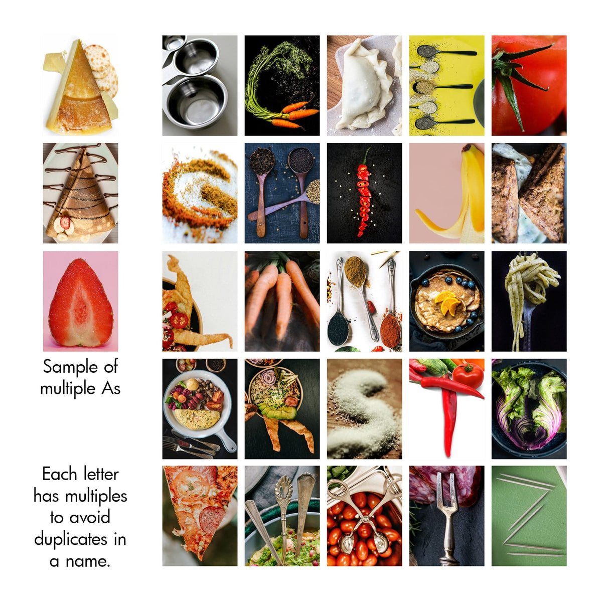 Cooking &amp; Food photography personalized alphabet from Personal Prints