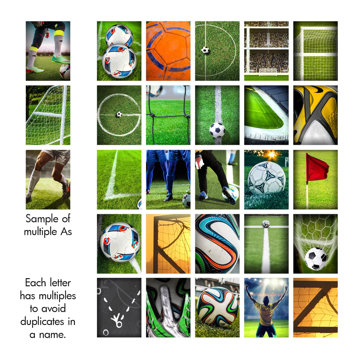 Soccer photography alphabet from Personal Prints