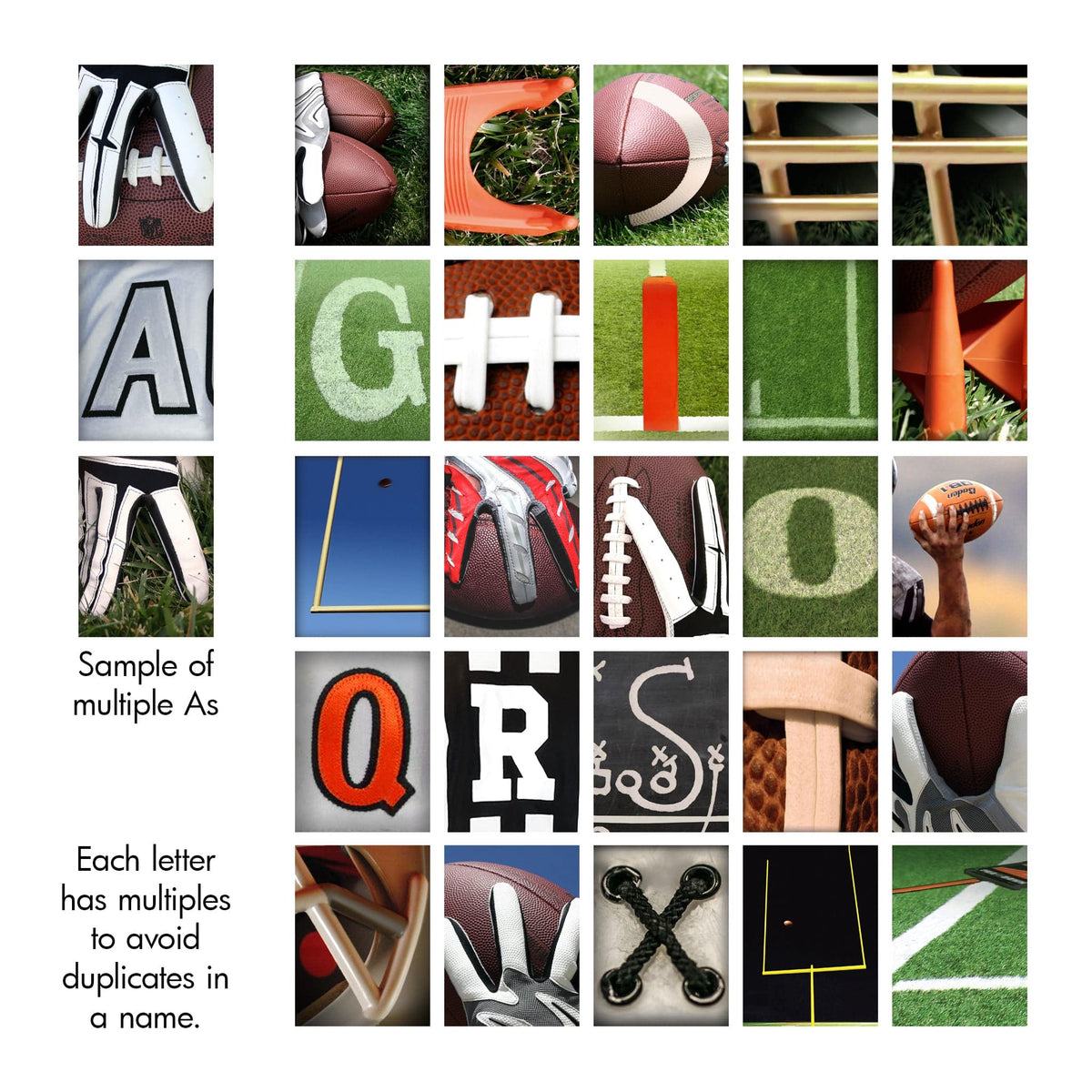 Personal-Prints Football Letter Name Art Print. Football photography alphabet from Personal Prints