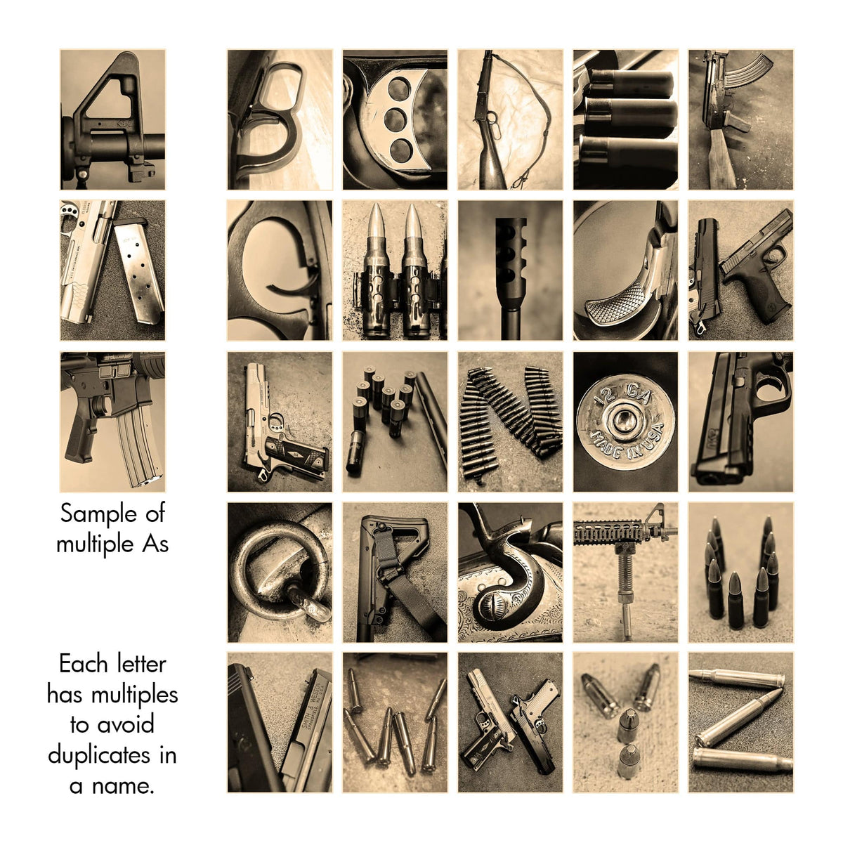 The Personal-Prints Firearm Guns Name Art photography alphabet