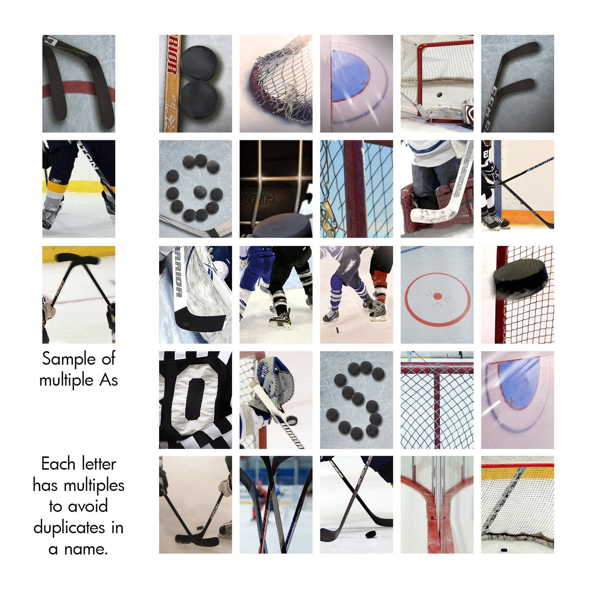 Hockey photography alphabet for personalization from Personal Prints