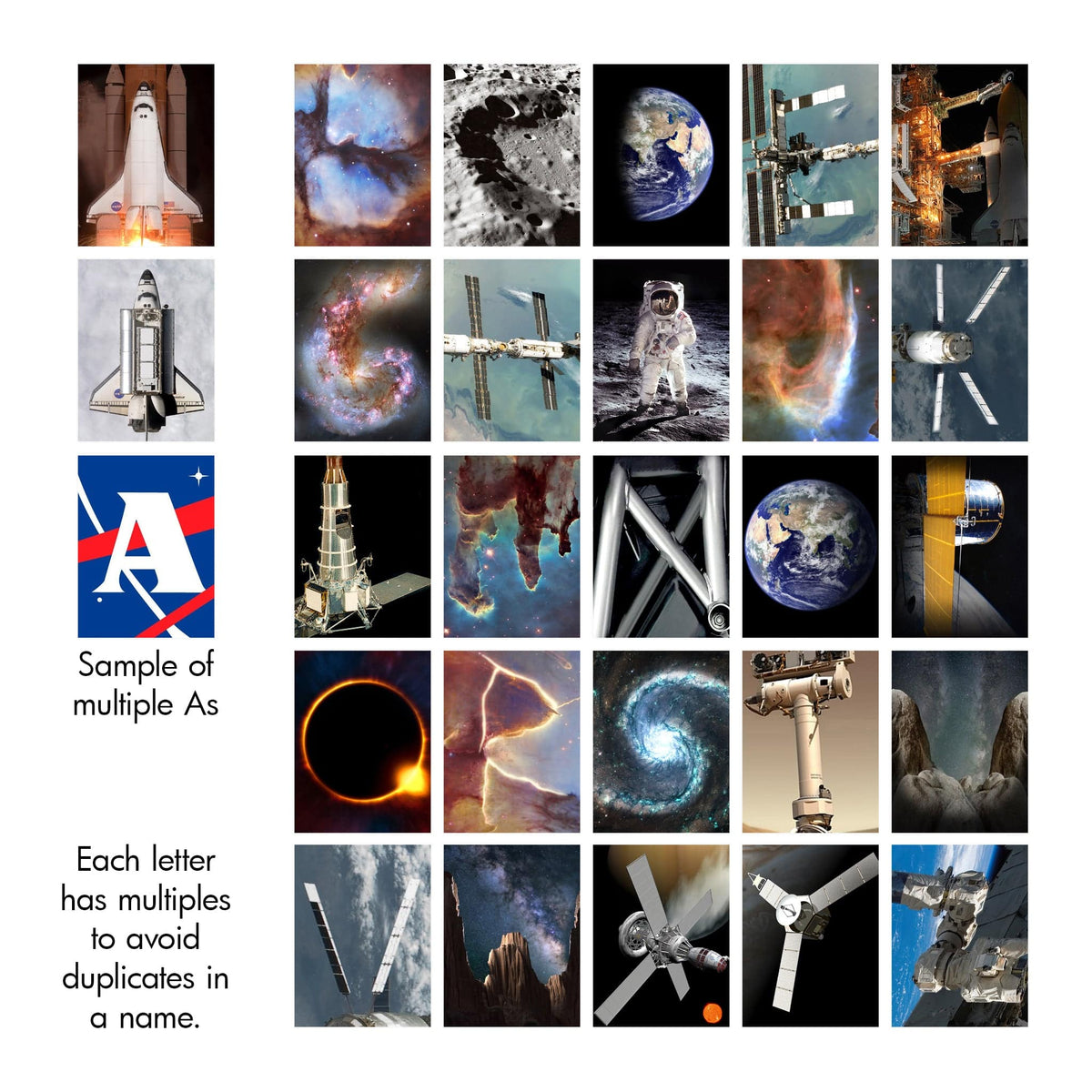 NASA Space photography alphabet from Personal Prints