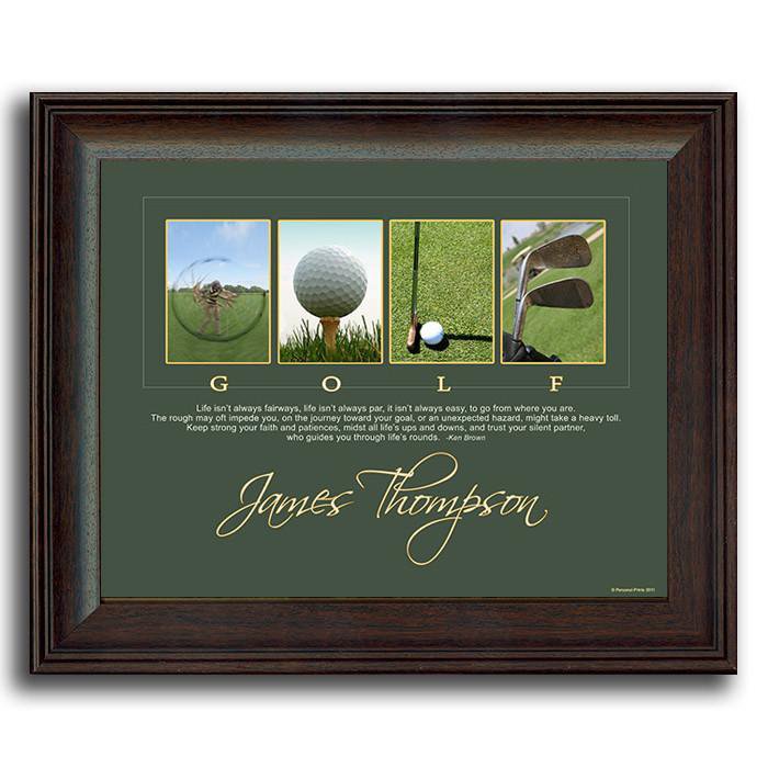 Framed Golf Art - Personalized gift for the golfer with inspirational quote &quot;Lifes Rounds&quot;