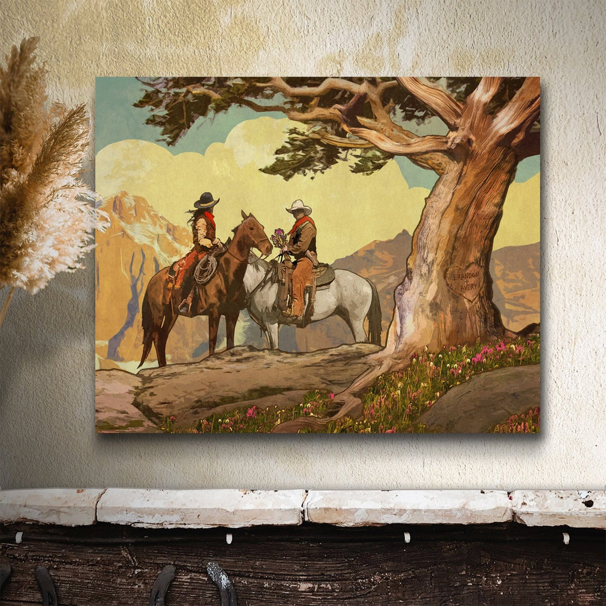 romantic western cowboy art - personalized western gift from personal prints