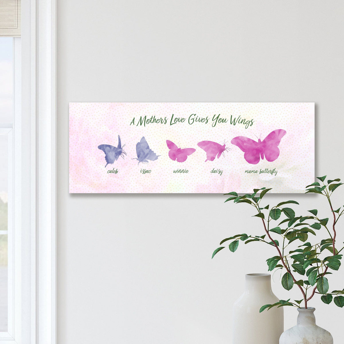 Cute gift idea for mom with the names of her kids in the art