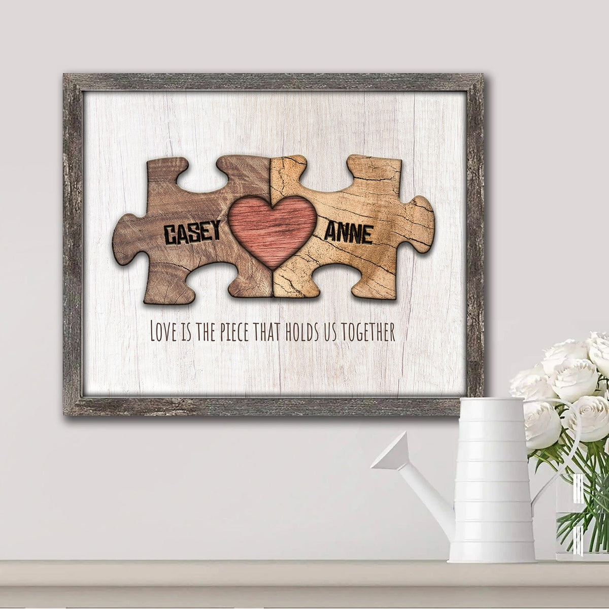 Most popular romantic personalized gift with names on puzzle pieces