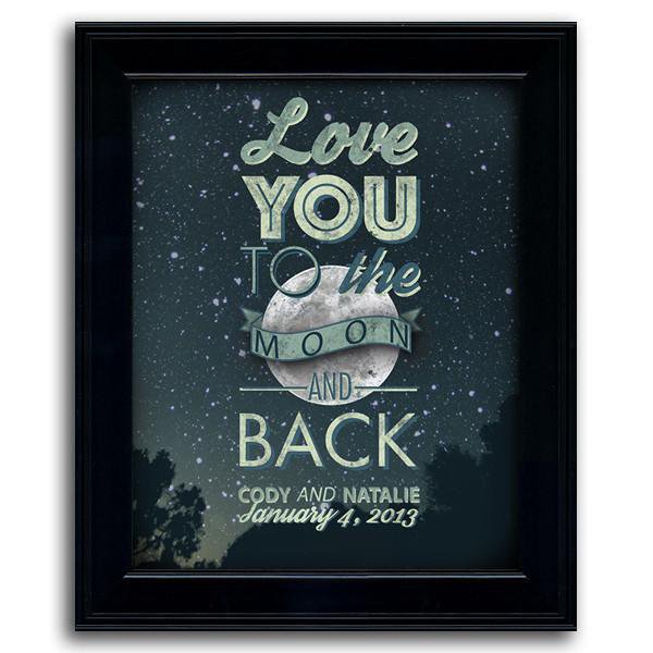 Framed art romantic Personalized gift of the night sky with a quote - Personal-Prints