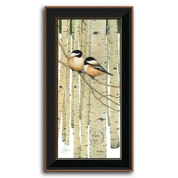 Personalized Chickadee framed canvas art print by Scott Kennedy