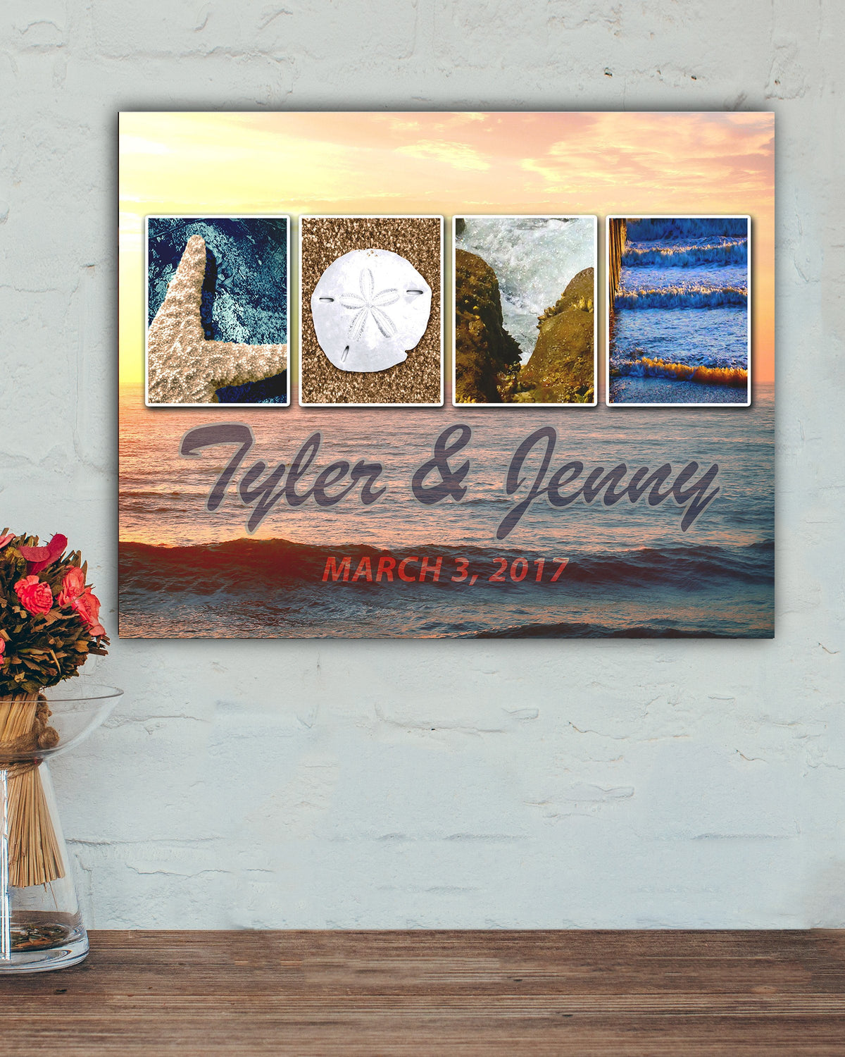 Decorate with beach decor in the ocean sunset personalized art print