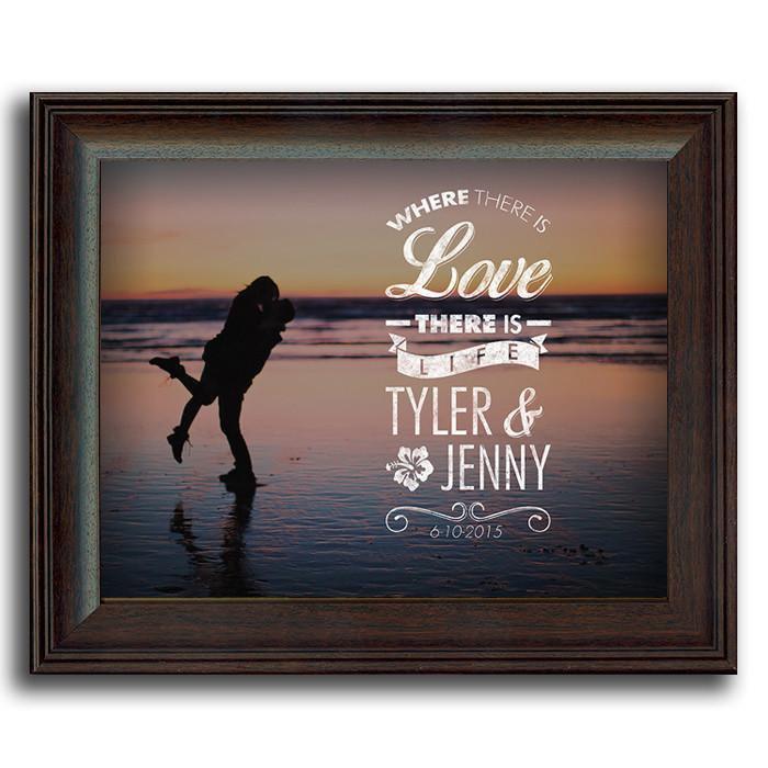 Romantic Beach scene framed art with a quote - Personal-Prints