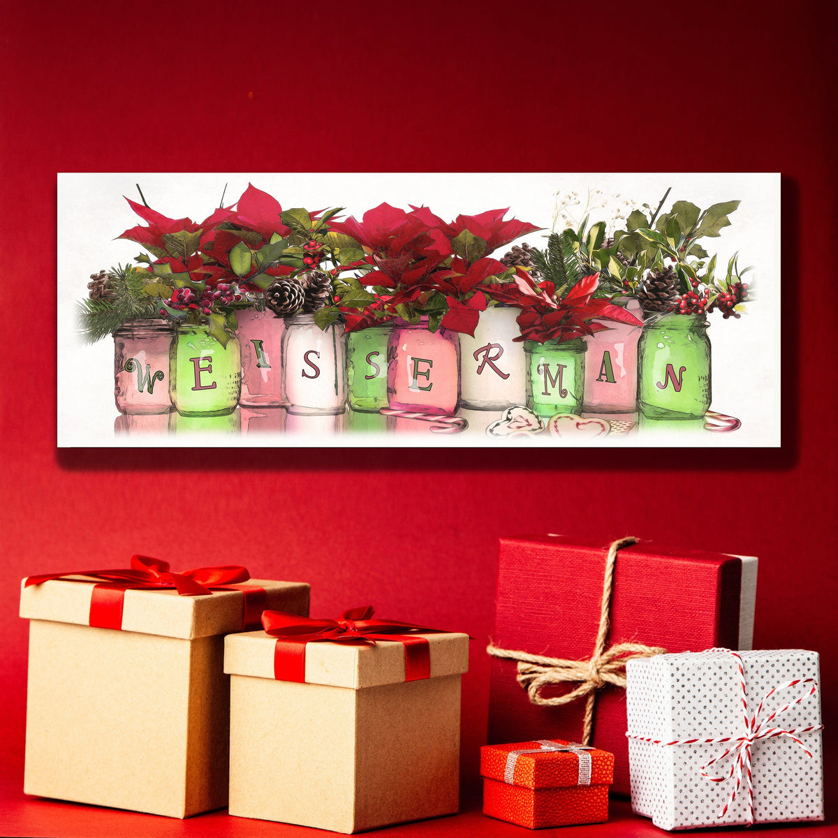 Your family name is personalized in the art. The perfect personalized Christmas gift idea. 