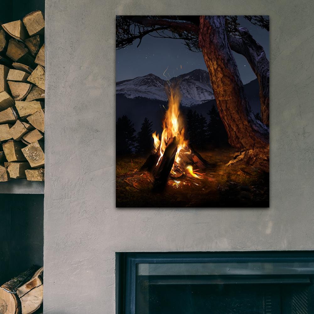 Romantic campfire wall art for your home or cabin decor