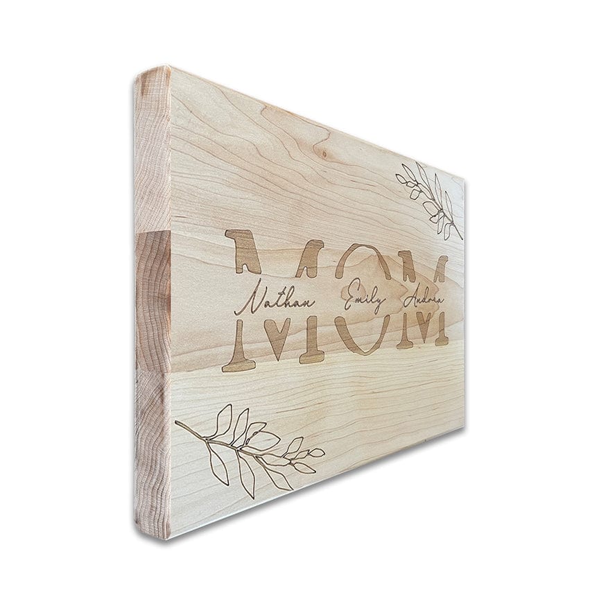 Wood cutting board with laser engraved personalization gift idea for mom on Mother&#39;s Day