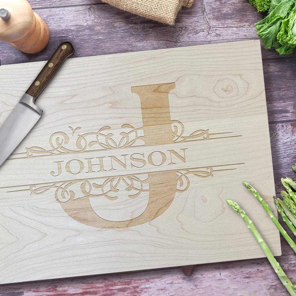 Personalized monogram wood cutting board