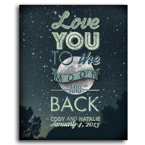 Love you to the moon wall sign from Personal Prints