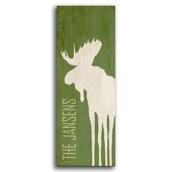 Personalized moose painting on wood in green - Personal-Prints