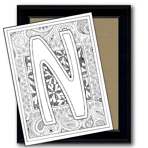 Monogram Coloring Page and Frame Kit - N