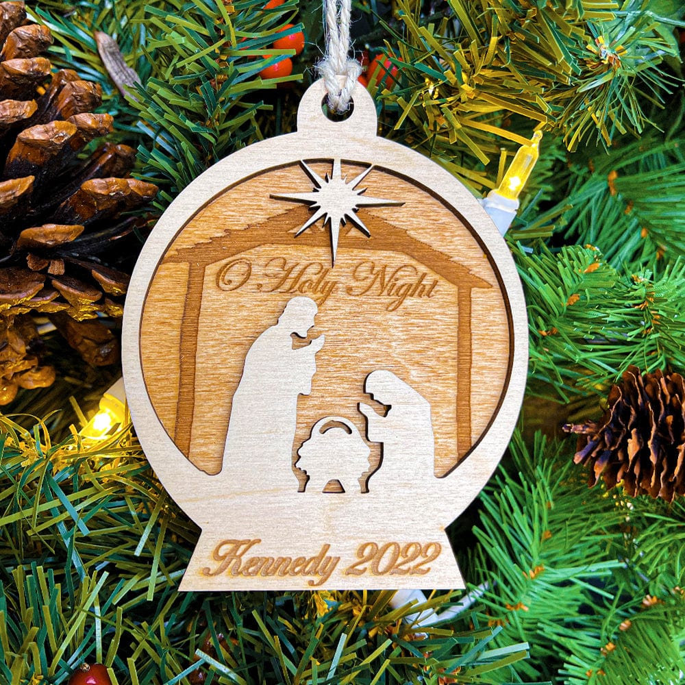 personalized wood nativity ornament gift from Personal Prints